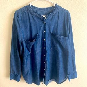 Women’s Long Sleeve Denim Shirt, Full Button-Down